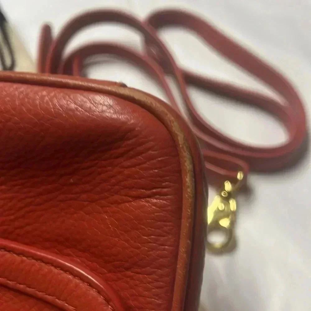 Tory Burch Red Leather Crossbody Bag with Gold Logo